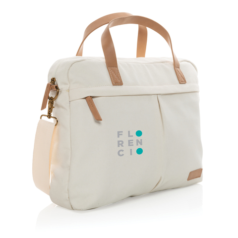Impact AWARE™ 16 oz. laptop taske i genanvendt kanvas-Off White