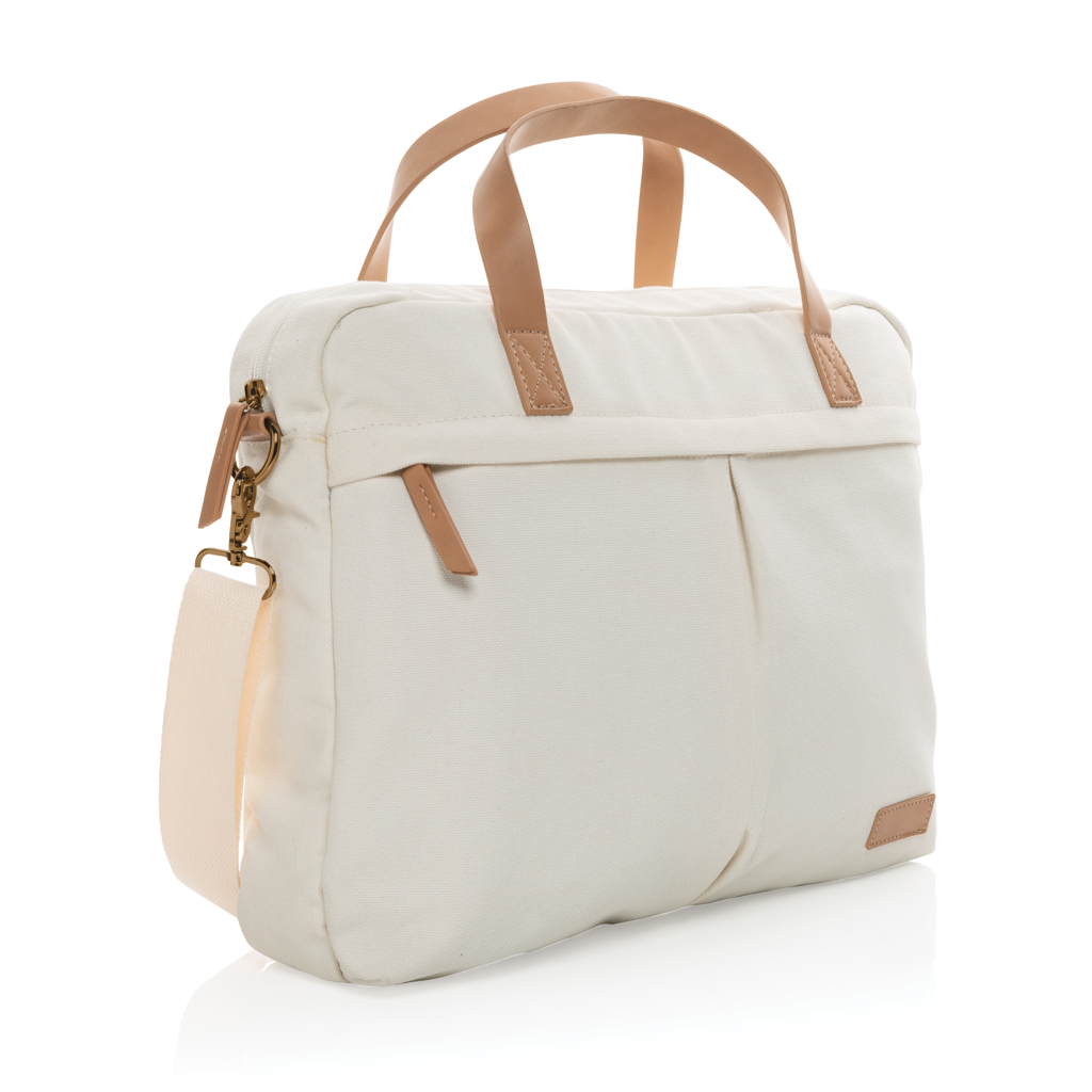 Impact AWARE™ 16 oz. laptop taske i genanvendt kanvas-Off White