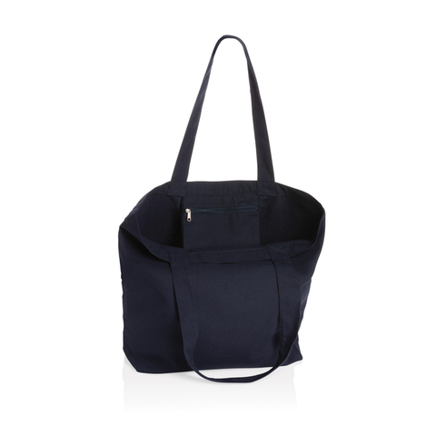 Impact Aware™ 240 gsm rcanvas shopper m/lomme ufarvet-Marineblå