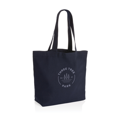 Impact Aware™ 240 gsm rcanvas shopper m/lomme ufarvet-Marineblå