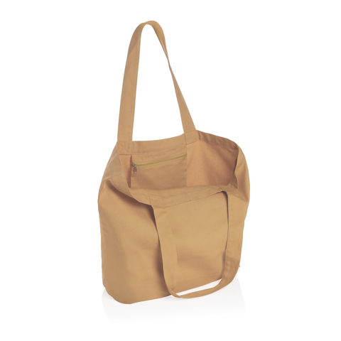 Impact Aware™ 240 gsm rcanvas shopper m/lomme ufarvet-Brun