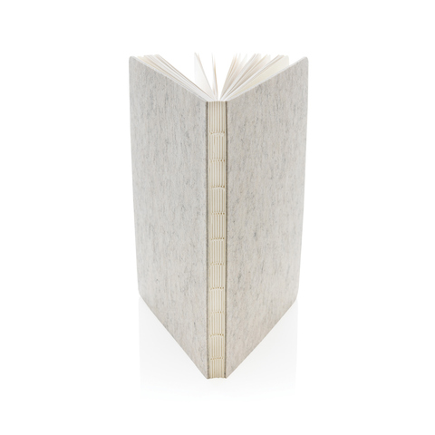 Phrase GRS certificeret notesbog A5 af genanvendt filt, sort-Grå