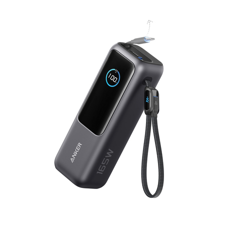 Anker Power Bank 25.000 mAh 165 W, intern udtrækkeligt kabel-