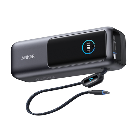 Anker Power Bank 25.000 mAh 165 W, intern udtrækkeligt kabel-
