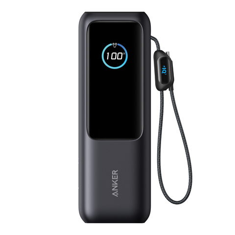 Anker Power Bank 25.000 mAh 165 W, intern udtrækkeligt kabel-