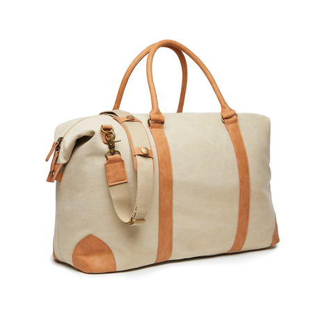VINGA Bosler dufflebag i lærred-Beige