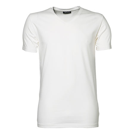 TEE JAYS Stretch V-Neck Tee-Hvid