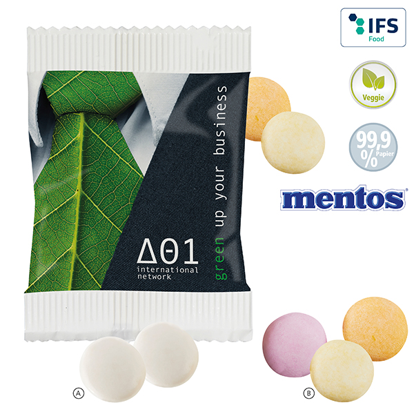 Mentos 2 stk. i en papirspose - design selv - Certificeret papir-Frugtpastiller