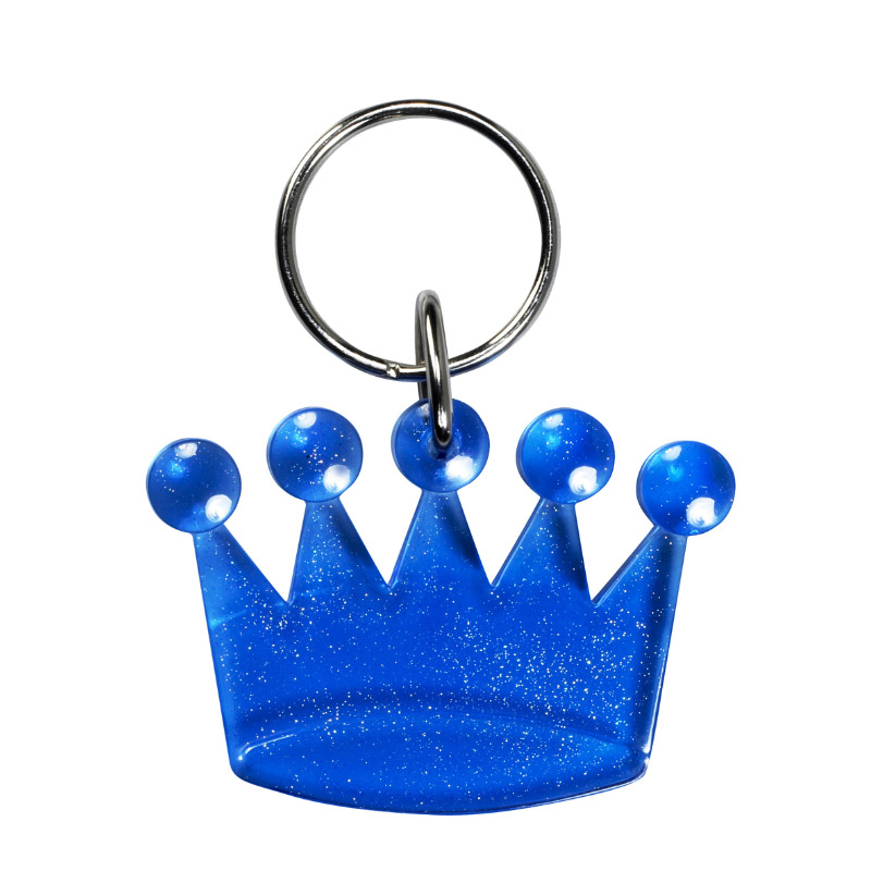 Krone Nøglering - Genbrugs Akryl-Blå