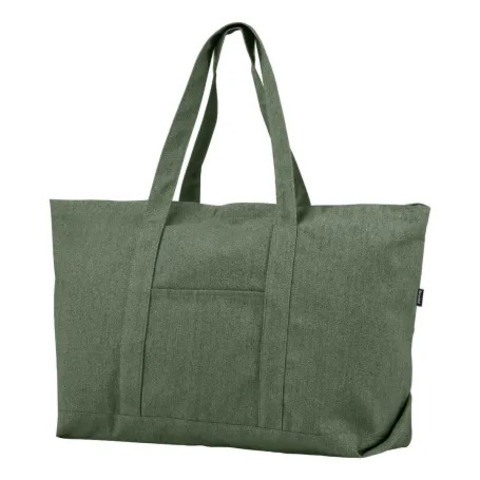Ekstra Stor Big Boat Bag M. Lynlås - Recycled Bomuld/Polyester Mix - Grøn