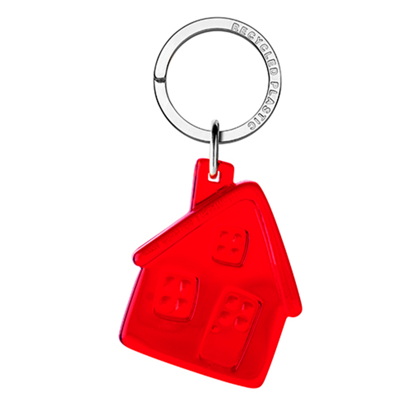 Hus Nøglering - Genbrugs Akryl-Klar Rød