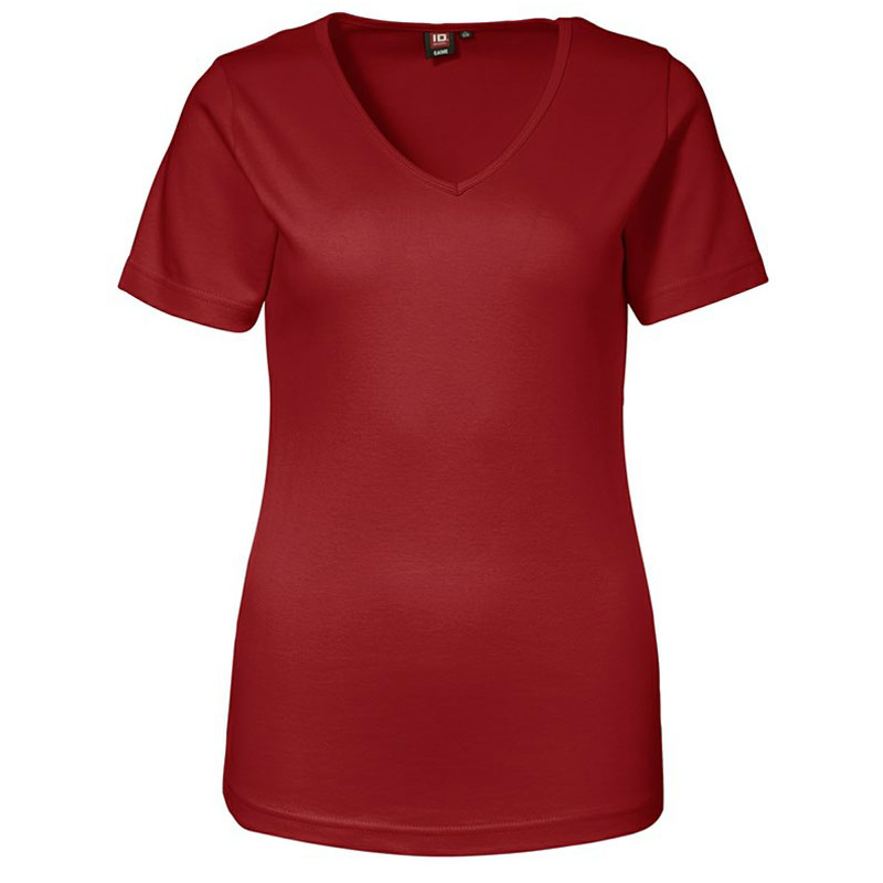ID Interlock T-shirt Dame - V-hals-Rød