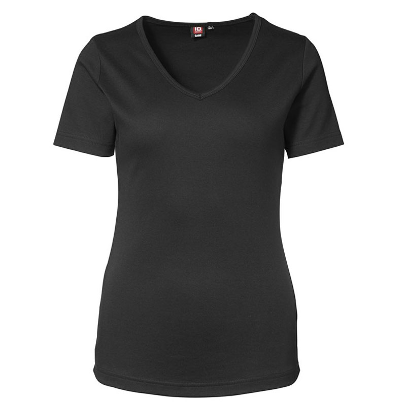 ID Interlock T-shirt Dame - V-hals-Sort