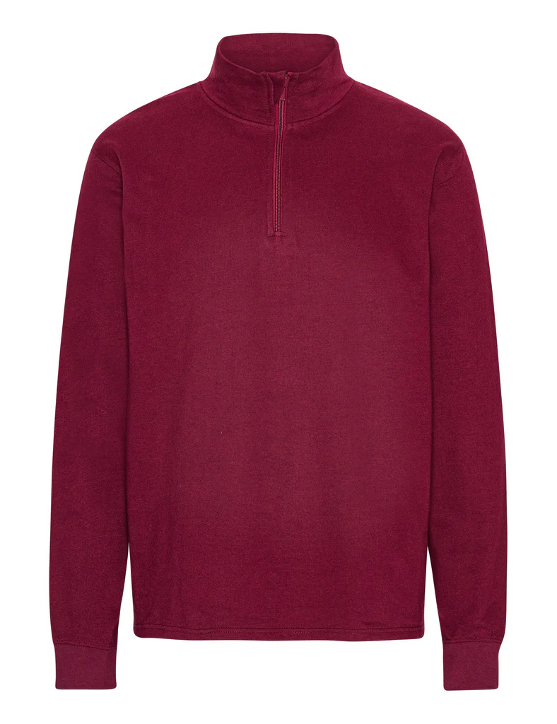 NEUTRAL Unisex Quarter Zip Sweatshirt, 100% Økologisk Fairtrade Bomuld-Bordeaux Rød