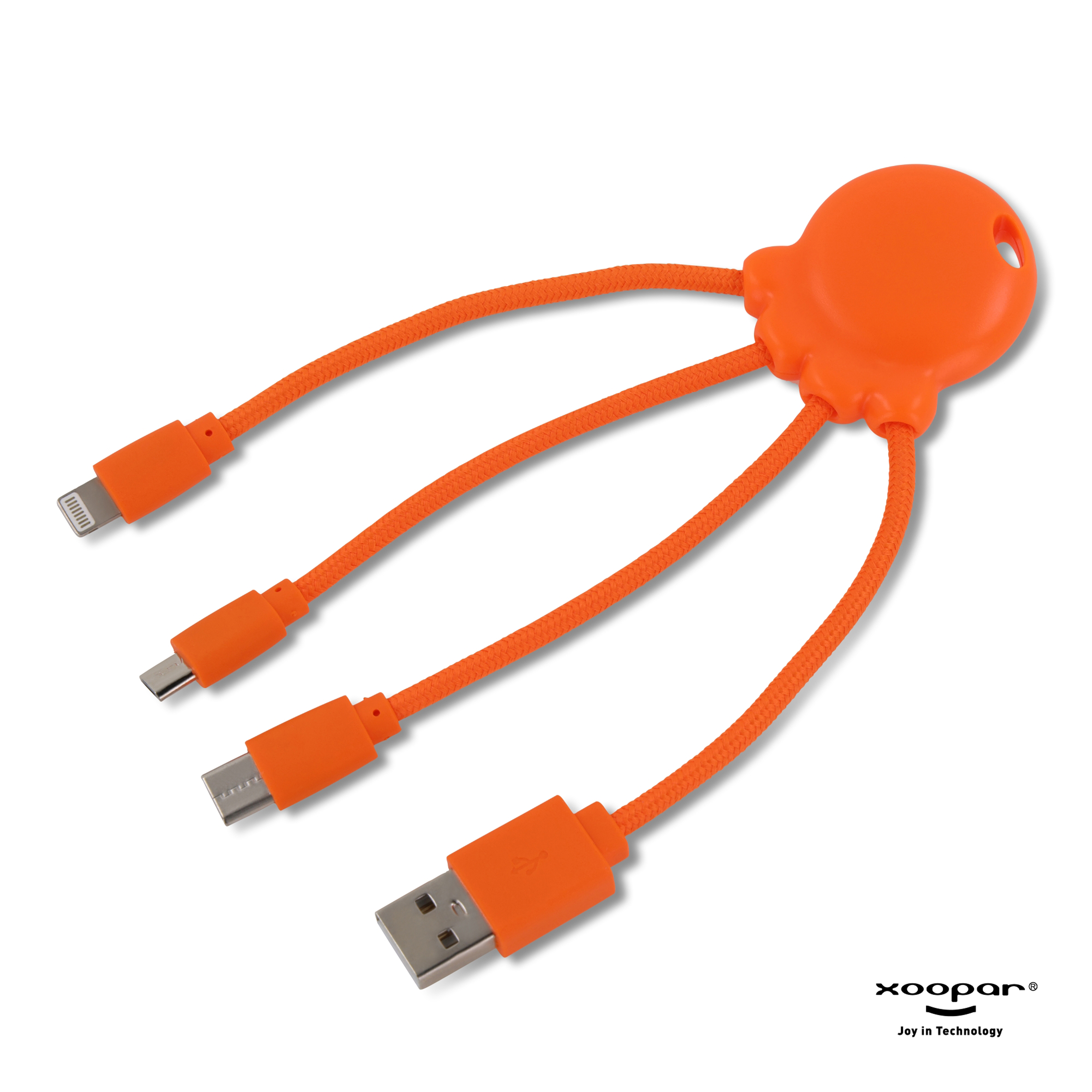 Xoopar Octopus Charging cable - rPet-Orange