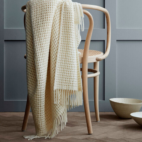 ELVANG Basket Plaid - genanvendt uld-Off White