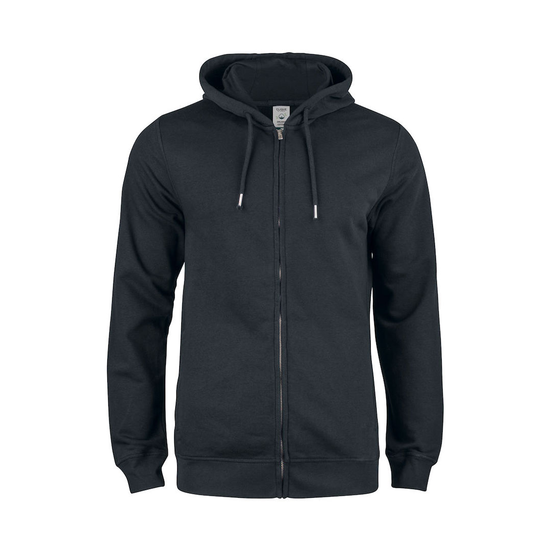 CLIQUE Premium OC Hoody Full Zip Herre - Øko Bomuld-Sort