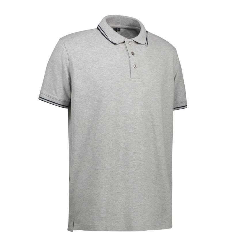 ID Strech Contrast Poloshirt-Grå melange