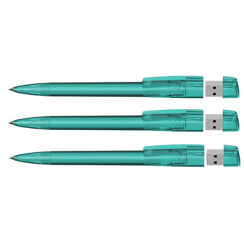 KLIO Pen Transparent med plast tip 4 GB usb stik.-Turkis