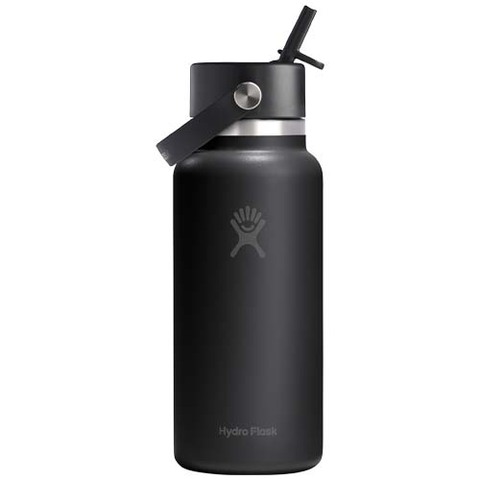 Hydro Flask vandflaske med bred åbning, 946 ml, isoleret rustfrit stål, med sugerørslåg