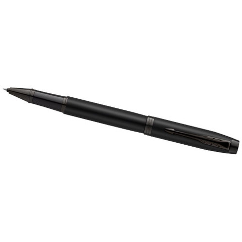 Parker IM farveløs kuglepen og rollerballpen med gaveæske (sort/blå refill)