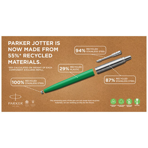 Parker Jotter Recycled kuglepen (blå refill)