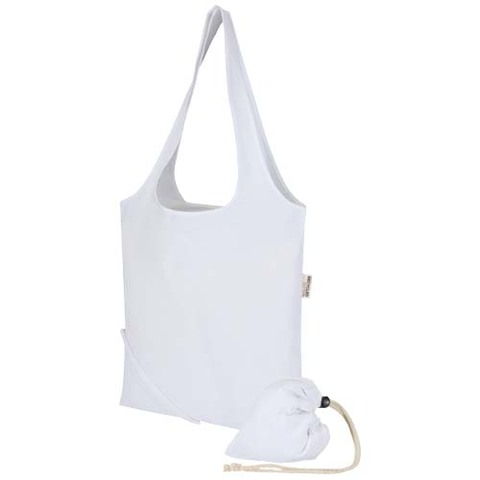 Madras blanding 140 g/m² GRS certificeret genvundet, sammenfoldelig bomuldstaske, 7 liter