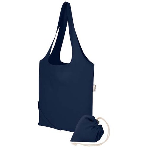 Madras blanding 140 g/m² GRS certificeret genvundet, sammenfoldelig bomuldstaske, 7 liter
