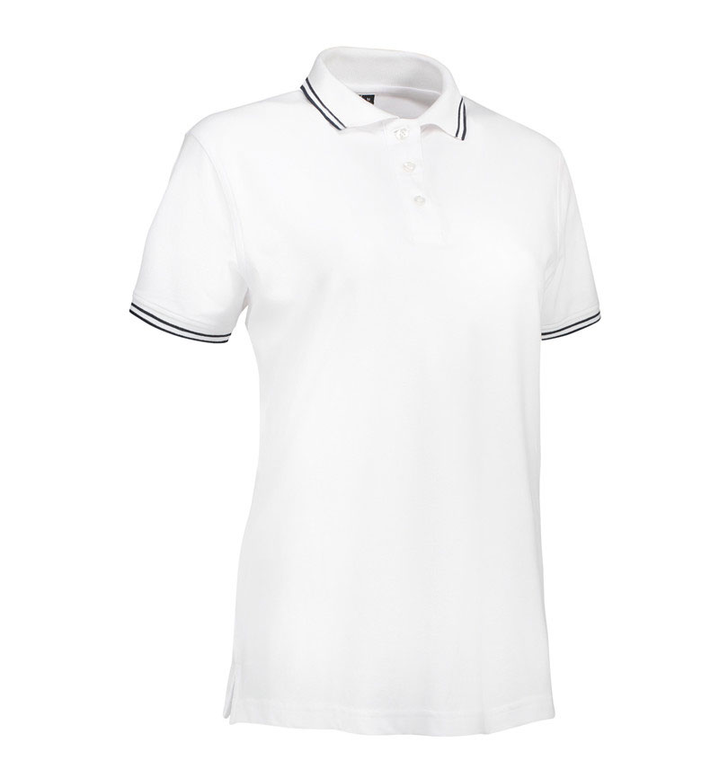 ID Stretch Contrast Poloshirt, dame-Hvid