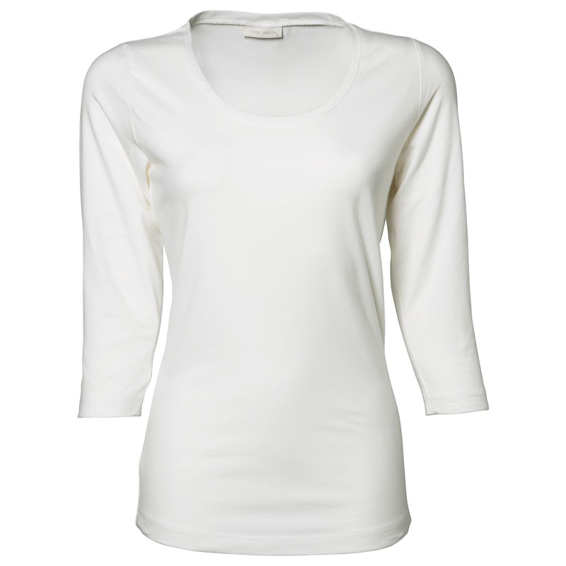 TEE JAYS Ladies Stretch 3/4 Sleeve Tee-Hvid