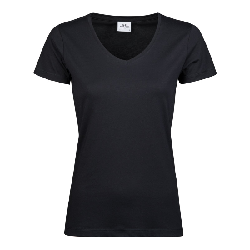 TEE JAYS Luxury V-neck T-shirt - Økologisk, dame-Sort