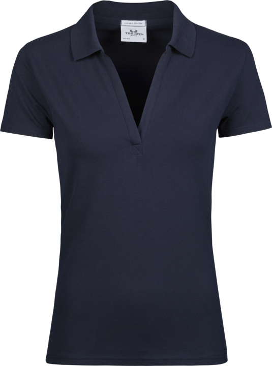 TEE JAYS Luxus v-hals Polo, Økologisk, dame-Navy