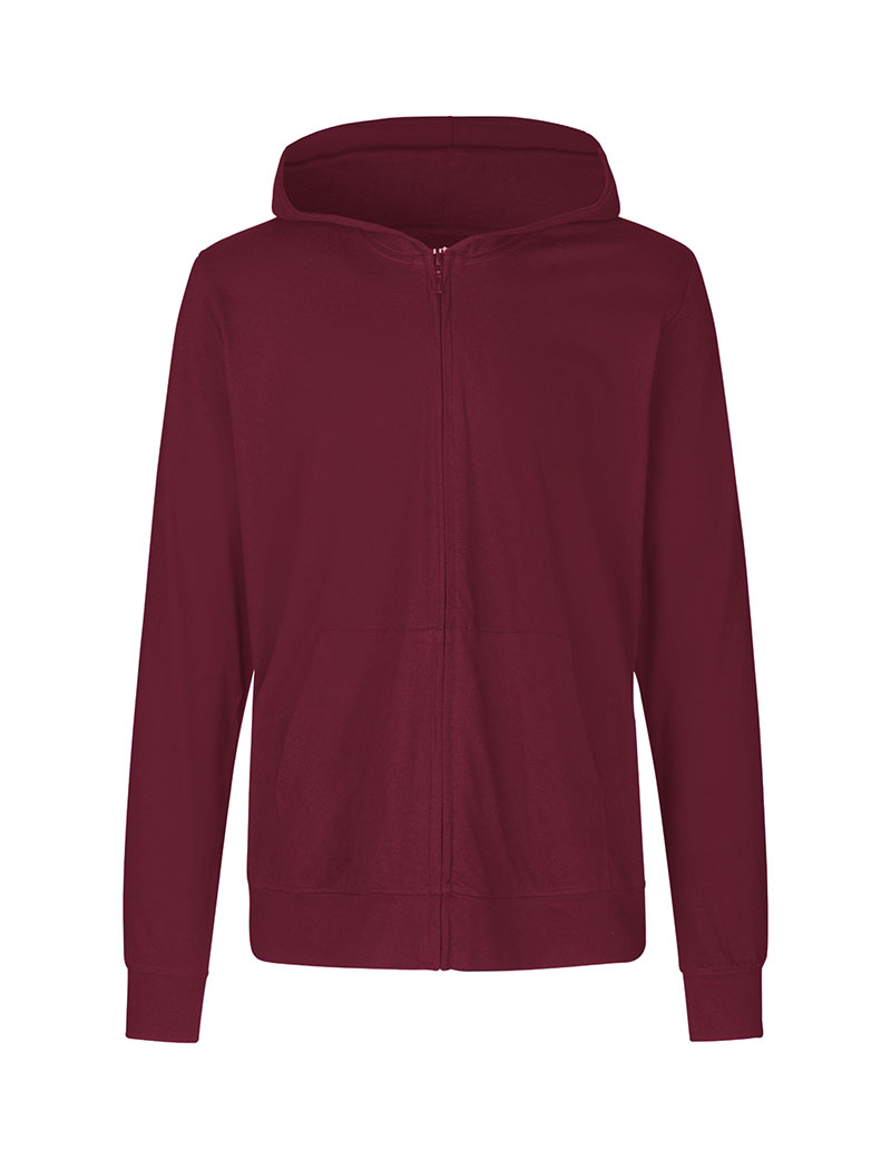 NEUTRAL Unisex Jersey Zip Hoodie, 100% Økologisk Fairtrade Bomuld-Bordeaux Rød