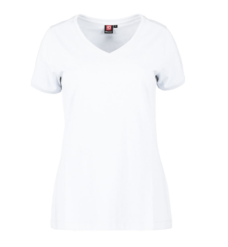 ID PRO wear CARE V-hals T-shirt, dame-Hvid