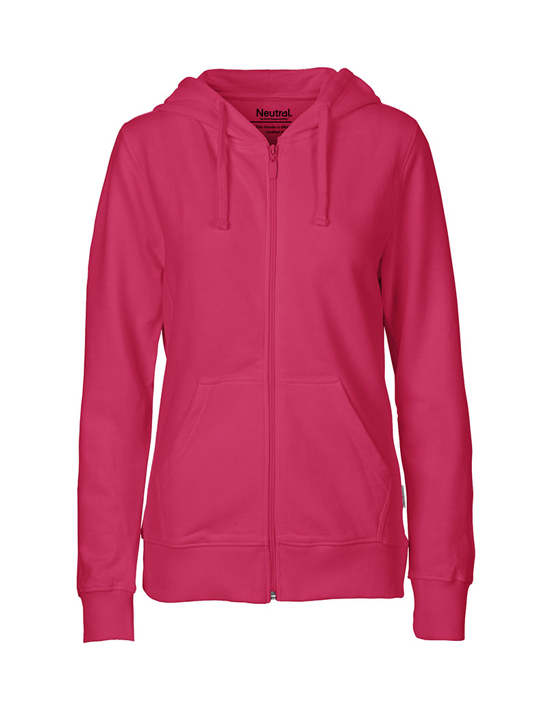 NEUTRAL Dame Zip Hoodie, 100% Økologisk Fairtrade Bomuld-Pink
