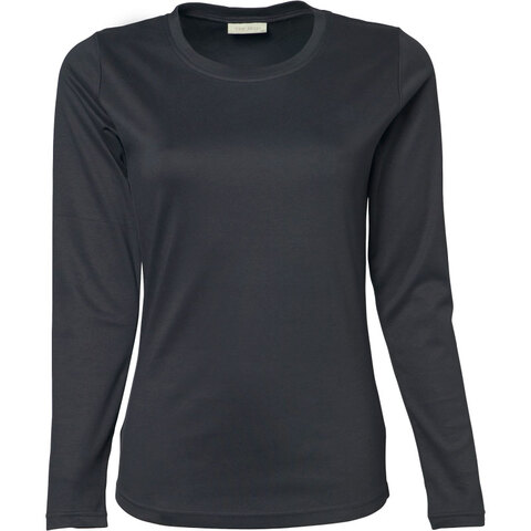 TEE JAYS Long Sleeve Interlock T-shirt - Økologisk, dame-Mørkegrå