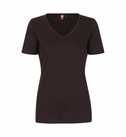 ID Interlock T-shirt Dame - V-hals - Bordeaux Rød