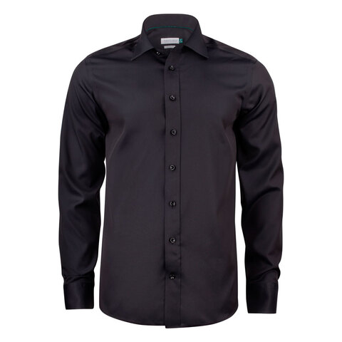 J. HARVEST & FROST GB01 Twill Regular Skjorte - Herre - Sort