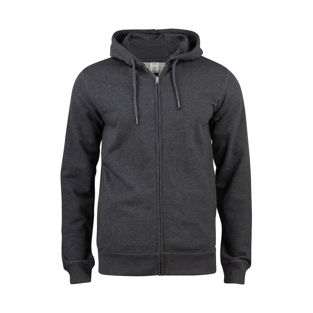 CLIQUE Premium OC Hoody Full Zip Herre - Øko Bomuld-Mørkegrå