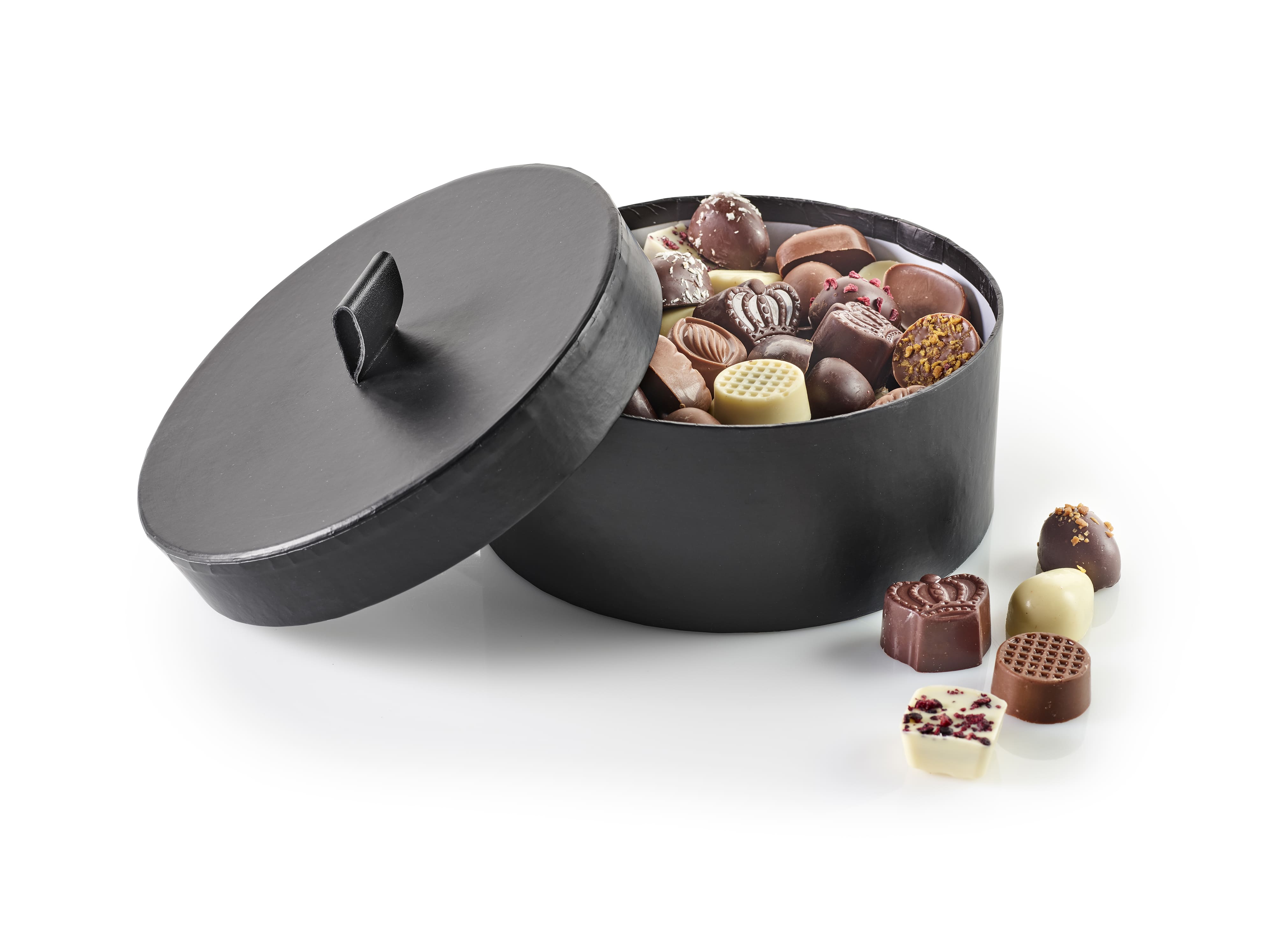 Hatteæske med Luksus Chokolade, 500 g.-Sort