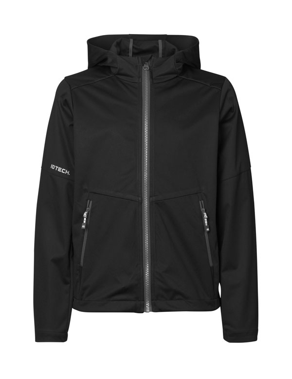 ID Letvægts softshell jakke kontrast, børn-Sort