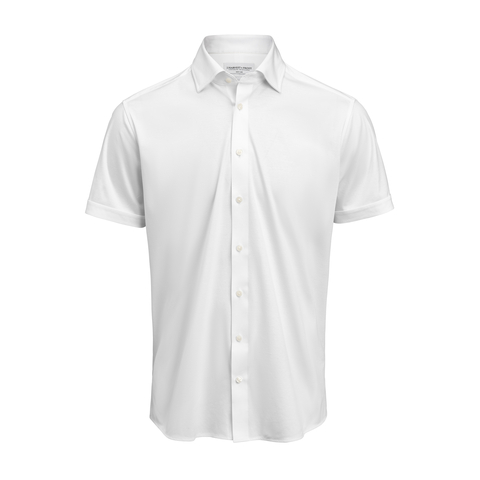 J. HARVEST & FROST IB132 Interlock Knit S/S Slim - Herre - Hvid
