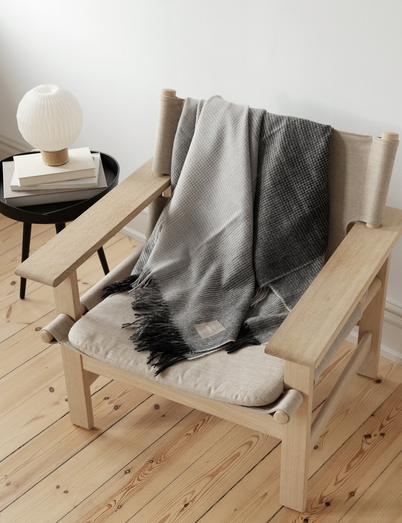 ELVANG Horizon Plaid - genanvendt uld-Grå