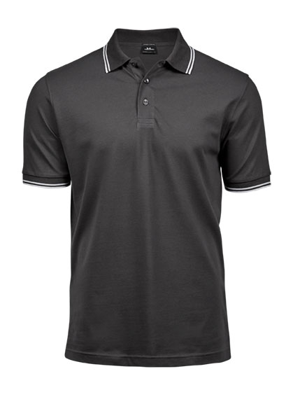 TEE JAYS Luxury Stripe Stretch Polo, Økologisk, herre-Grå