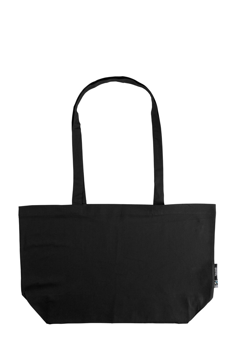 NEUTRAL Stor Shopper med Bund, 100% Økologisk Fairtrade Bomuld-Sort