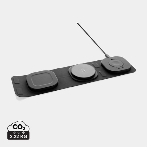 Swiss Peak 3 i 1 trådløs 15W rejseoplader i RCS rplastic-