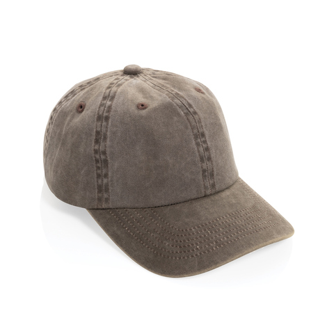 BEAU AWARE™ vasket cap med 6 paneler i bomuldstwill 270g/m² - Brun