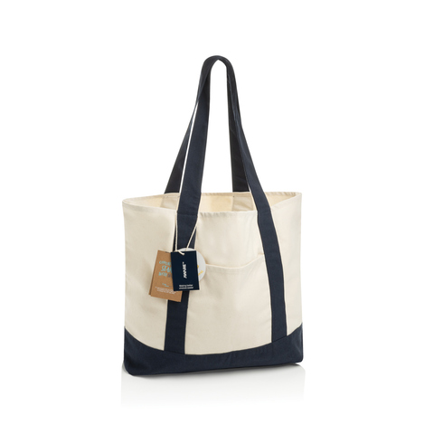 SHOP LOCAL AWARE™ genanvendt bomuld, 350 g/m², mulepose - Marineblå