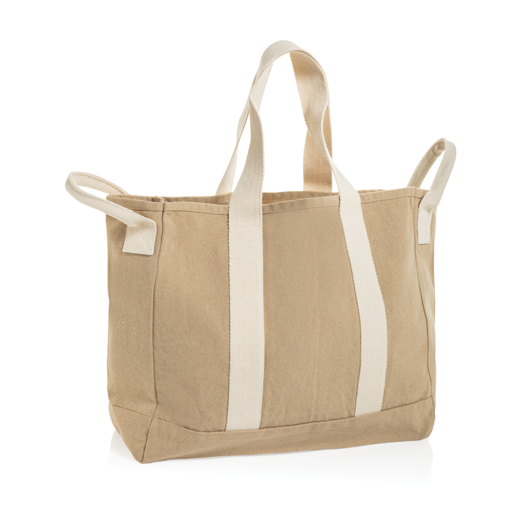 BEAU AWARE™ Strandtaske i genanvendt canvas på 400g/m²-Beige