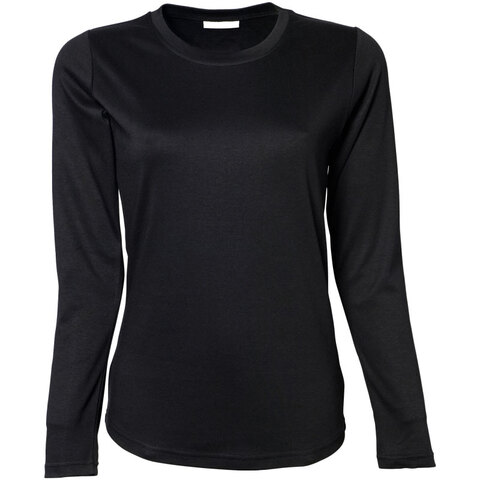 TEE JAYS Long Sleeve Interlock T-shirt - Økologisk, dame-Sort